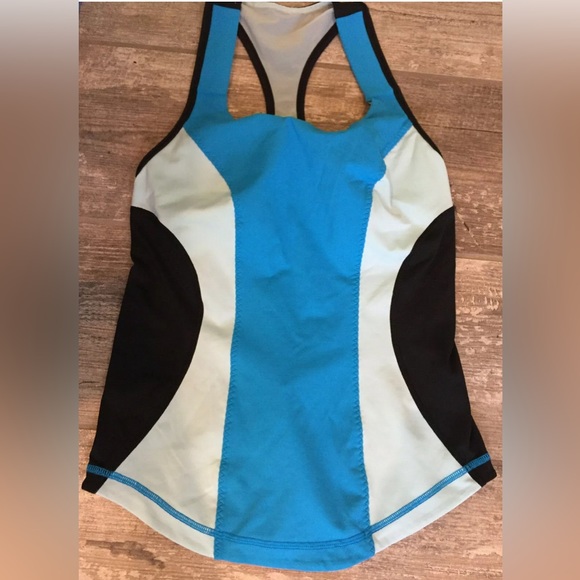 Lululemon Cardio Kick Tank black/Aquamarine blue EUC - Picture 4 of 6